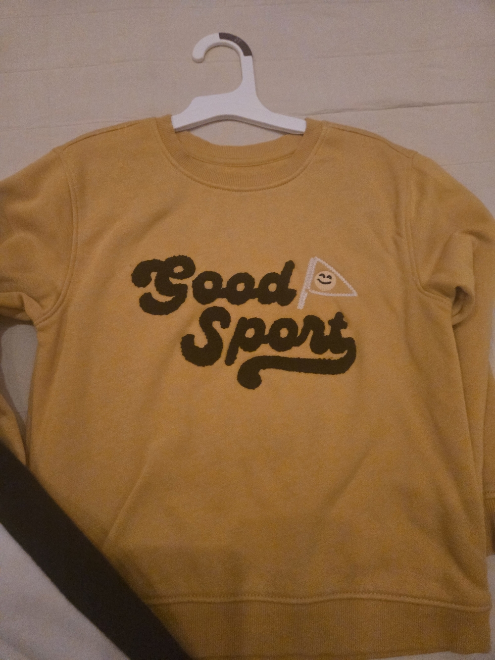 Old Navy Set -Mustard Yellow 'Good Sport' Crewneck Sweatshirt & Cream Sweatpants